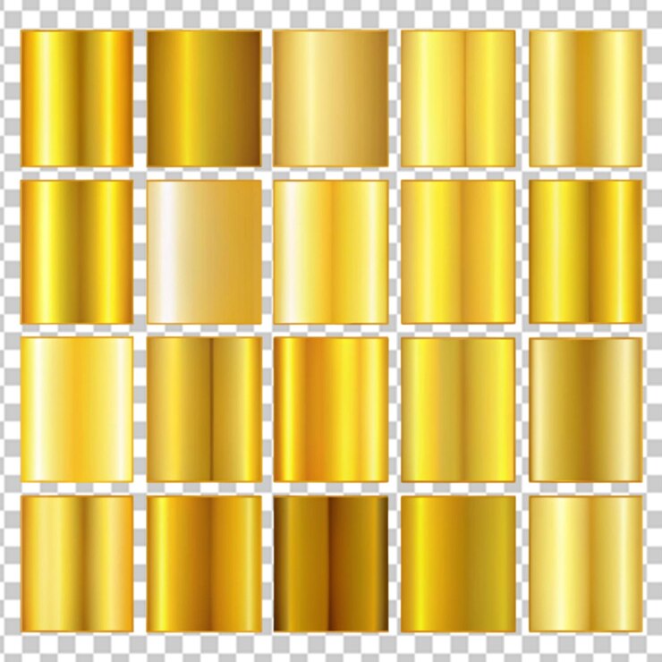 PSD conjunto de gradientes metálicos de gradientes de ouro amarelo