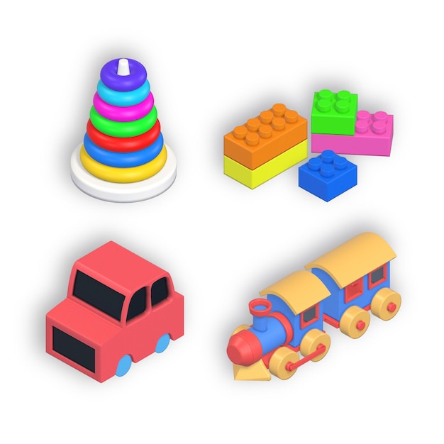 Conjunto de ícones 3D de brinquedos