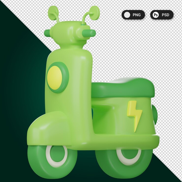 PSD conjunto de ícones 3d de transporte ecológico