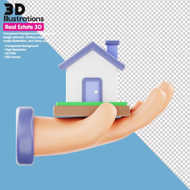 PSD conjunto de ícones 3d, imobiliário png