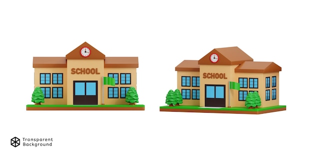 Conjunto de ícones da escola 3d render conceito de educação ícone ilustração vetorial