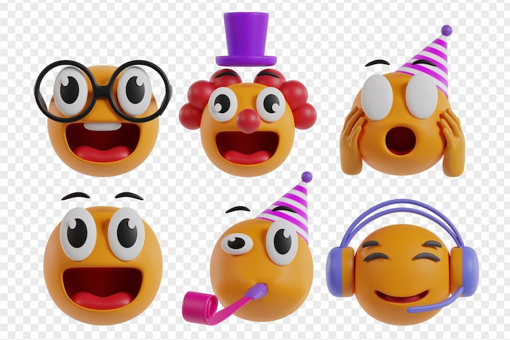 PSD conjunto de ícones de emoji de renderização 3d fofos e únicos