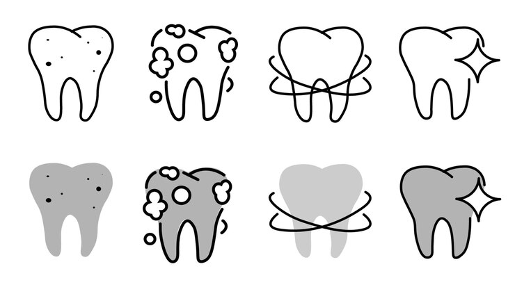 PSD conjunto de ícones de higiene dental e cuidados dentários
