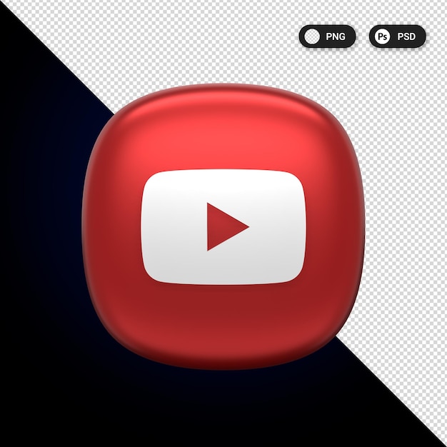 Conjunto de ícones de mídia social do youtube ux ui web design elements renderização em 3d