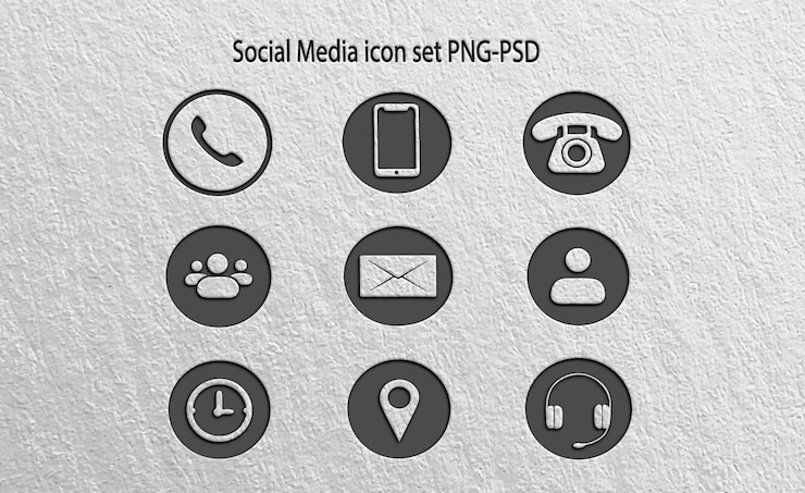 PSD conjunto de ícones de mídia social e contato