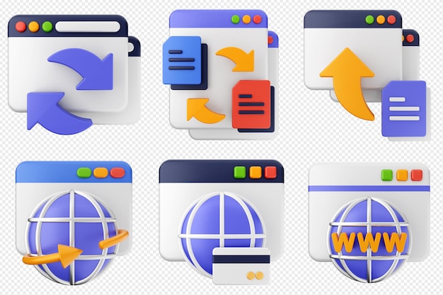 Conjunto de ícones de sites 3D