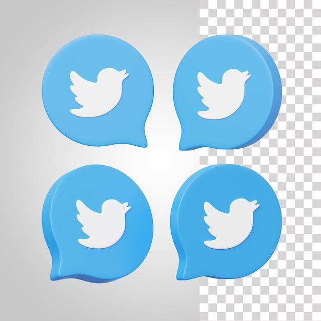 PSD conjunto de ícones do twitter 3d