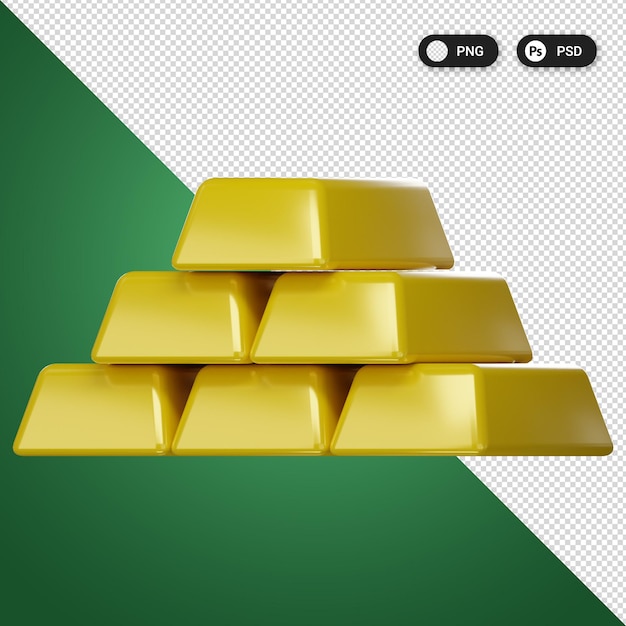 PSD conjunto de ícones gold bar finance 3d