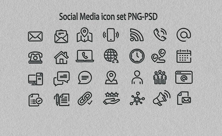 PSD conjunto de ícones modernos de mídias sociais em estilo de linha para sites e aplicativos