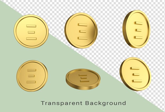 Conjunto de ilustração 3D de moedas de ouro Ethereum em anjos diferentes