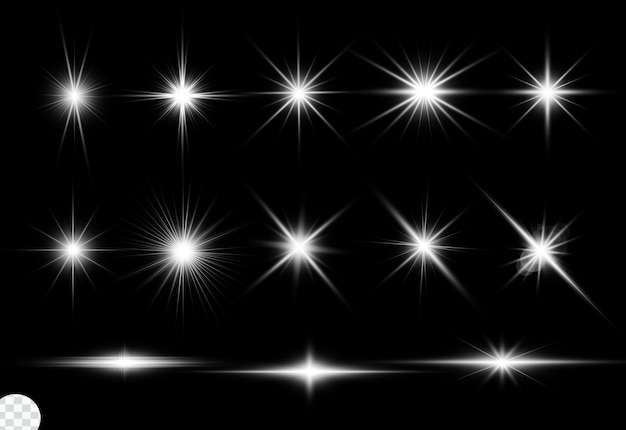 Conjunto de ilustração de efeitos de luz de reflexo de lente óptica