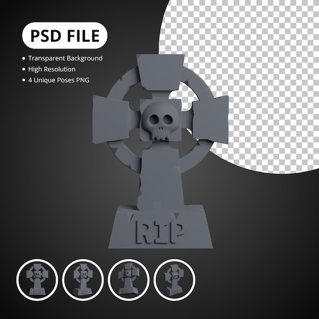 Conjunto de lápide 3D para renderização em 3D de halloween