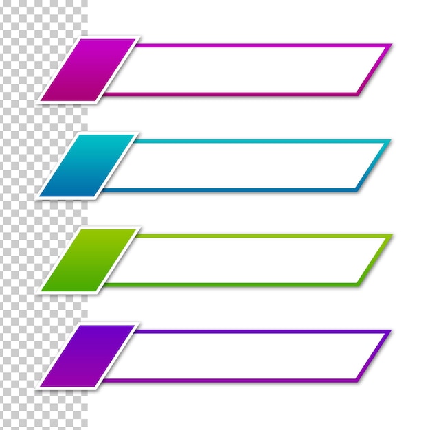 PSD conjunto de linha de quadro de banners coloridos com setas