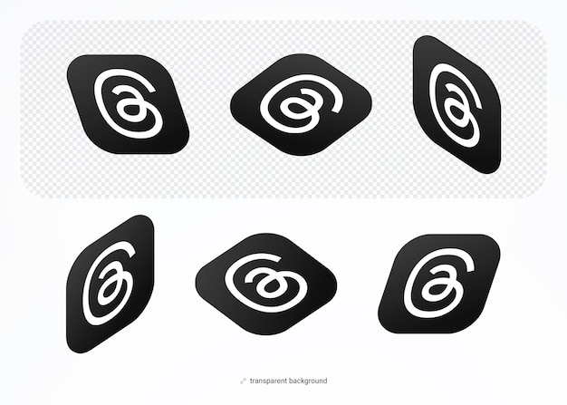 Conjunto de logotipo de mídia social do ícone PSD 3D Threads isolado