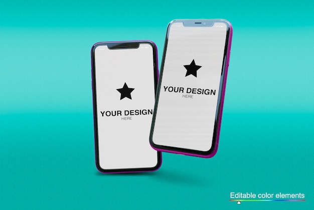 PSD conjunto de maquete de 2 smartphones