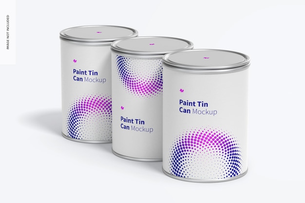 PSD conjunto de maquete de latas de tinta