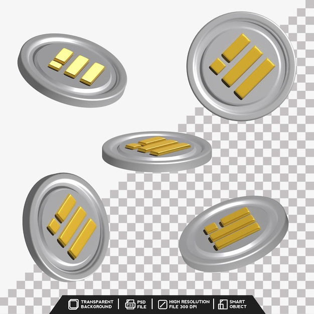 PSD conjunto de moedas 3d de moedas binance brancas com diferentes pontos de vista