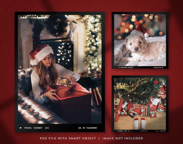 Conjunto de molduras para fotos vintage de natal