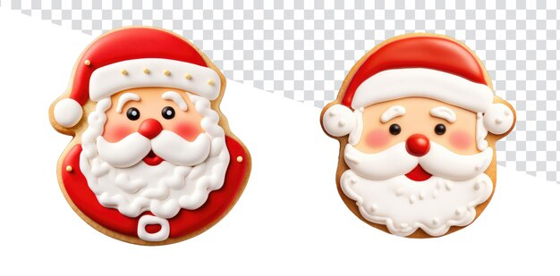 PSD conjunto de natal de biscoitos fofos de rosto de papai noel, biscoito de açúcar com chapéu