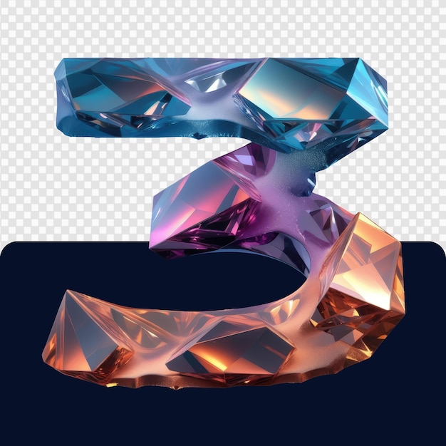 PSD conjunto de números de diamantes de cristal transparente 3d