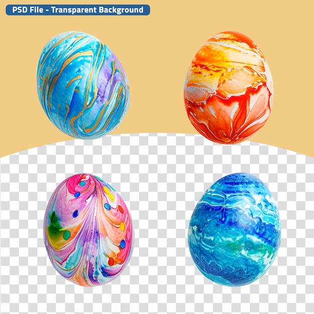 PSD conjunto de ovos de páscoa coloridos e abstratos decorados ornamentam o ovo de páscoa.