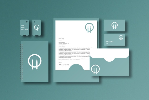 Conjunto de papelaria Premium PSD Mockup