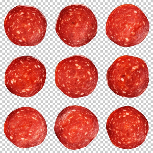 PSD conjunto de pepperoni isolado em fundo transparente