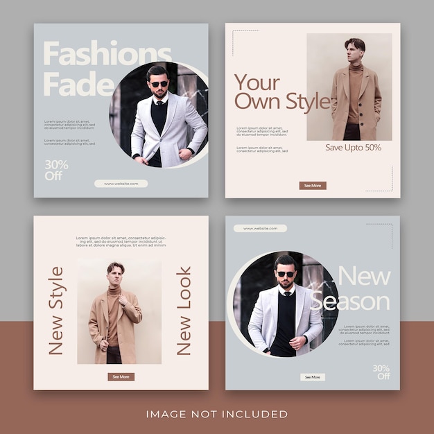 Conjunto de postagem de mídia social de vários homens em PSD grátis premium