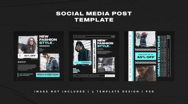 Conjunto de postagem do instagram de moda streetwear psd premium