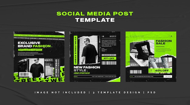 Conjunto de postagem do instagram de moda streetwear psd premium