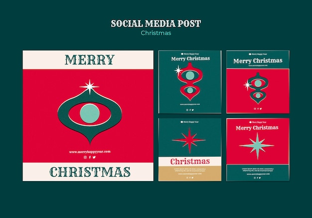 PSD conjunto de postagens do instagram de feliz natal