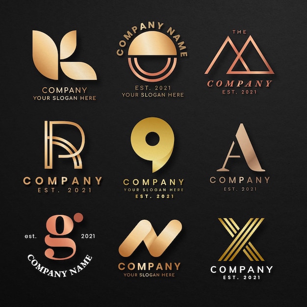 Conjunto de psd de logotipo de negócios de luxo