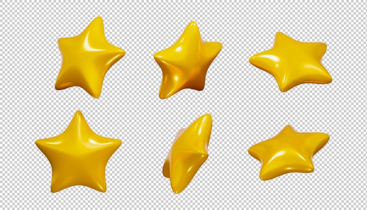 conjunto de renderização 3d de ícone de estrelas