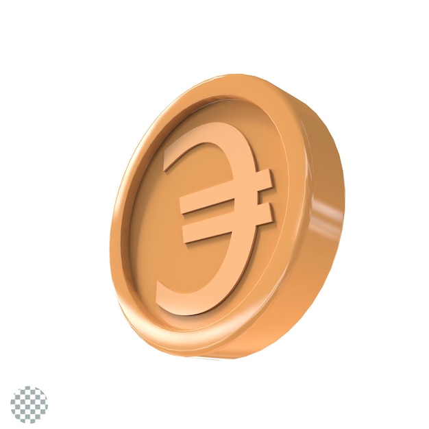 conjunto de renderização 3d de ícone de moeda de euro de ilustração 3d