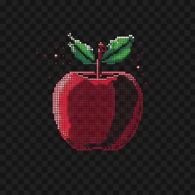 PSD conjunto de simples apple 8 bit pixel com folhas e vermes e listras f game asset art design concept