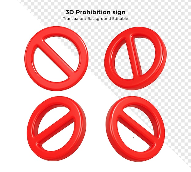 Conjunto de sinais de proibição 3D