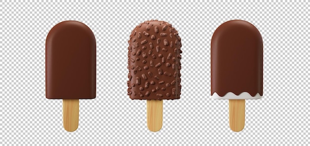 Conjunto de sorvetes de picolé 3D render