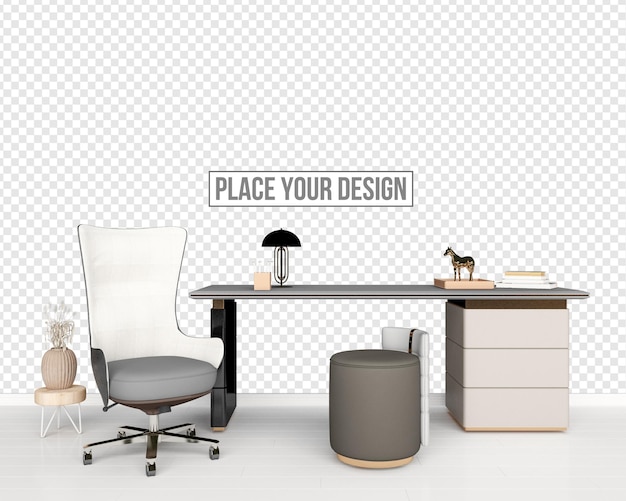 conjunto decoração de poltrona de escritório e sofá