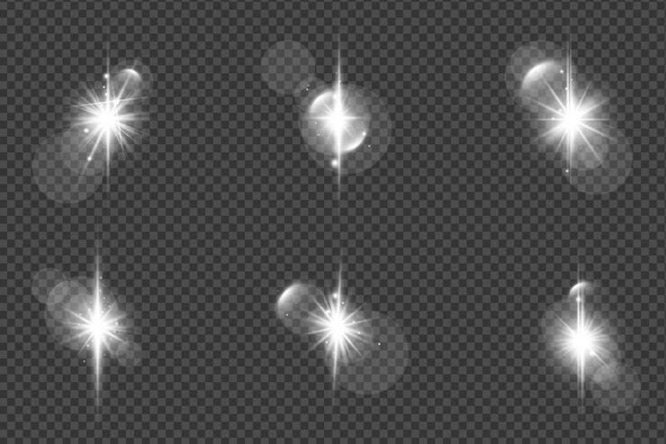 PSD conjunto de destellos de lentes brillantes realistas