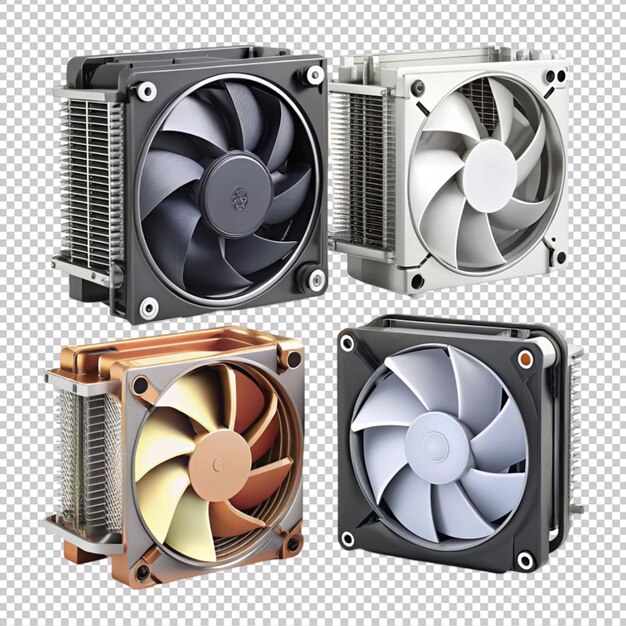 conjunto de diferentes diseños de refrigerador para computadora aislado en fondo transparente