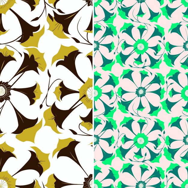 un conjunto de diferentes patrones con diferentes flores