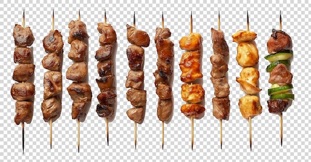 un conjunto de diferentes tipos de alimentos en palos