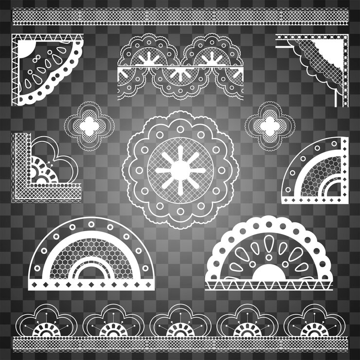 PSD conjunto de diseño transparente de tela blanca femenina de encaje vintage png clipart