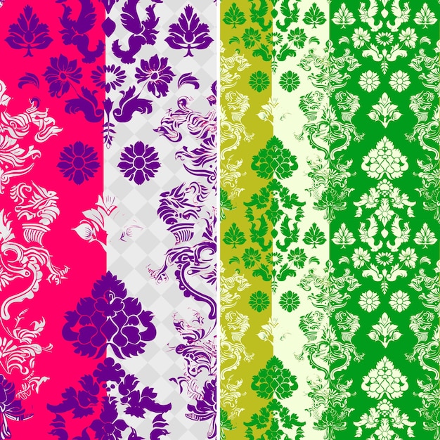 un conjunto de diseños coloridos con un fondo verde