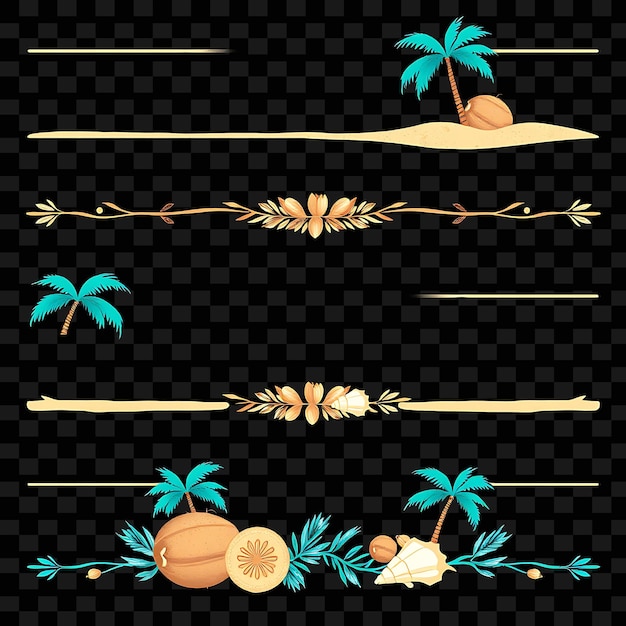 un conjunto de diseños para una escena de playa