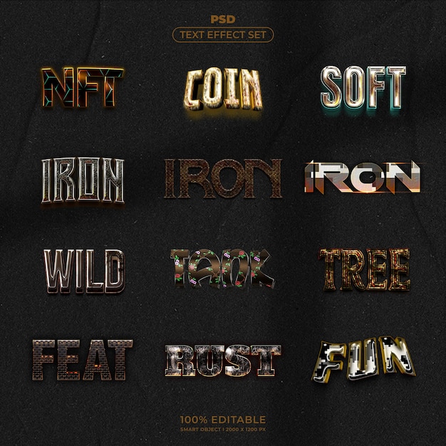 Conjunto de efectos de texto PSD