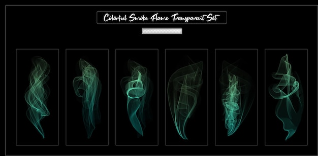 Conjunto de efectos transparentes de llama de humo realista colorido
