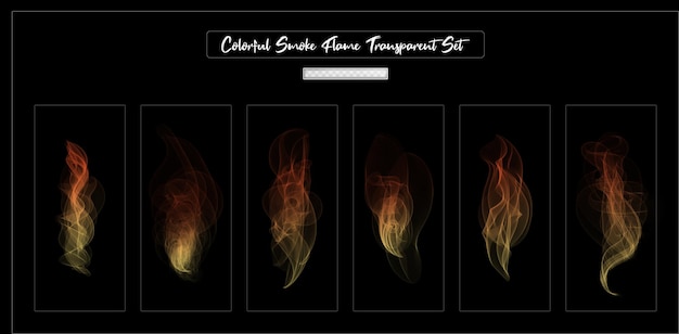 PSD conjunto de efectos transparentes de llama de humo realista colorido