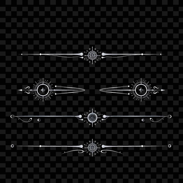 un conjunto de elementos decorativos sobre un fondo negro con un patrón de elementos ornamentales