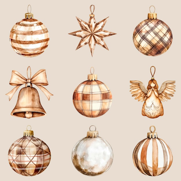 El conjunto de elementos de diseño de adornos de Navidad acogedores psd